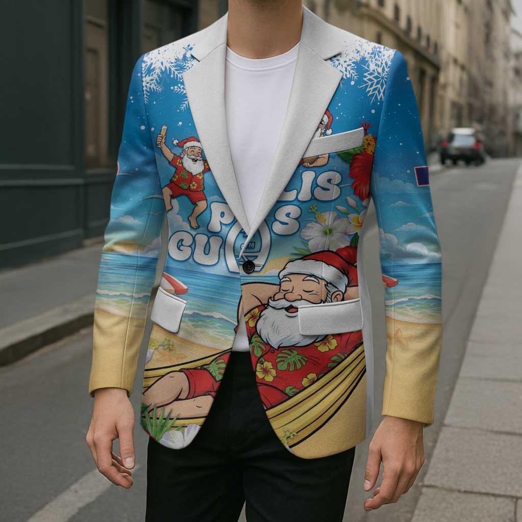 Guam Christmas Blazer Felis Pasgua Chilling Santa - Polynesian Pride