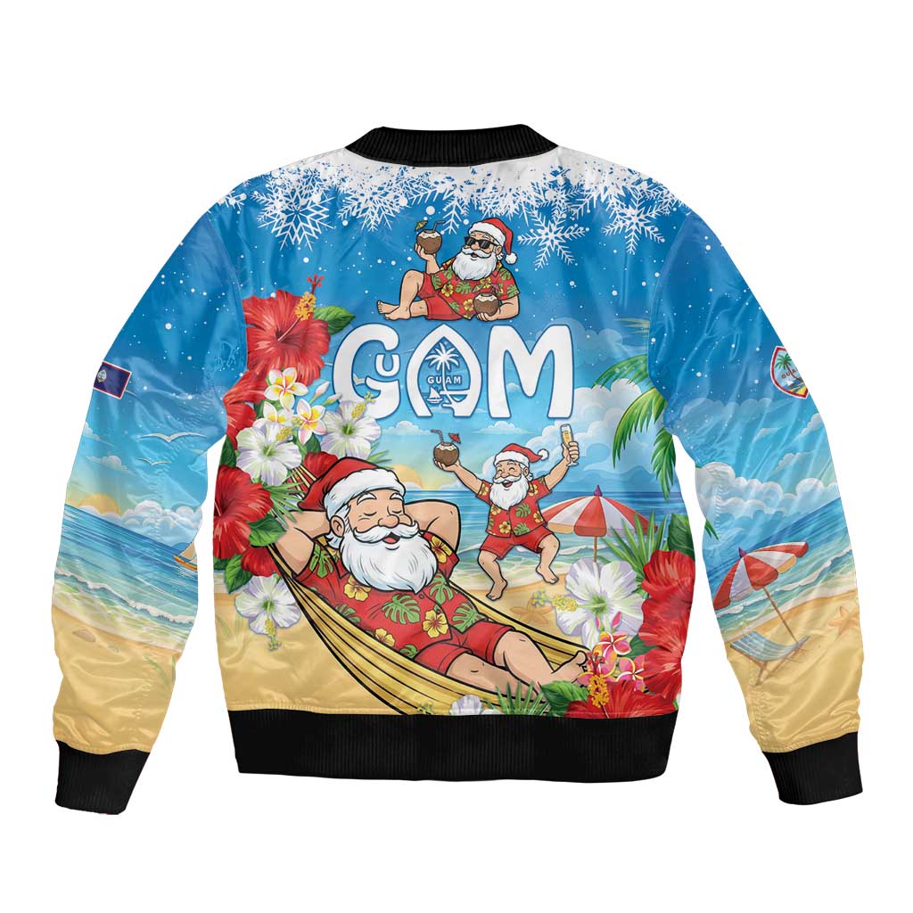 Guam Christmas Bomber Jacket Felis Pasgua Chilling Santa - Polynesian Pride