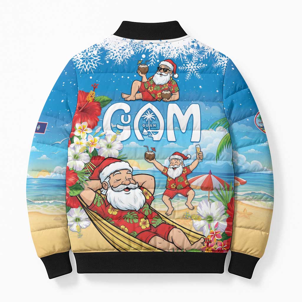 Guam Christmas Bomber Puffer Jacket Felis Pasgua Chilling Santa - Polynesian Pride
