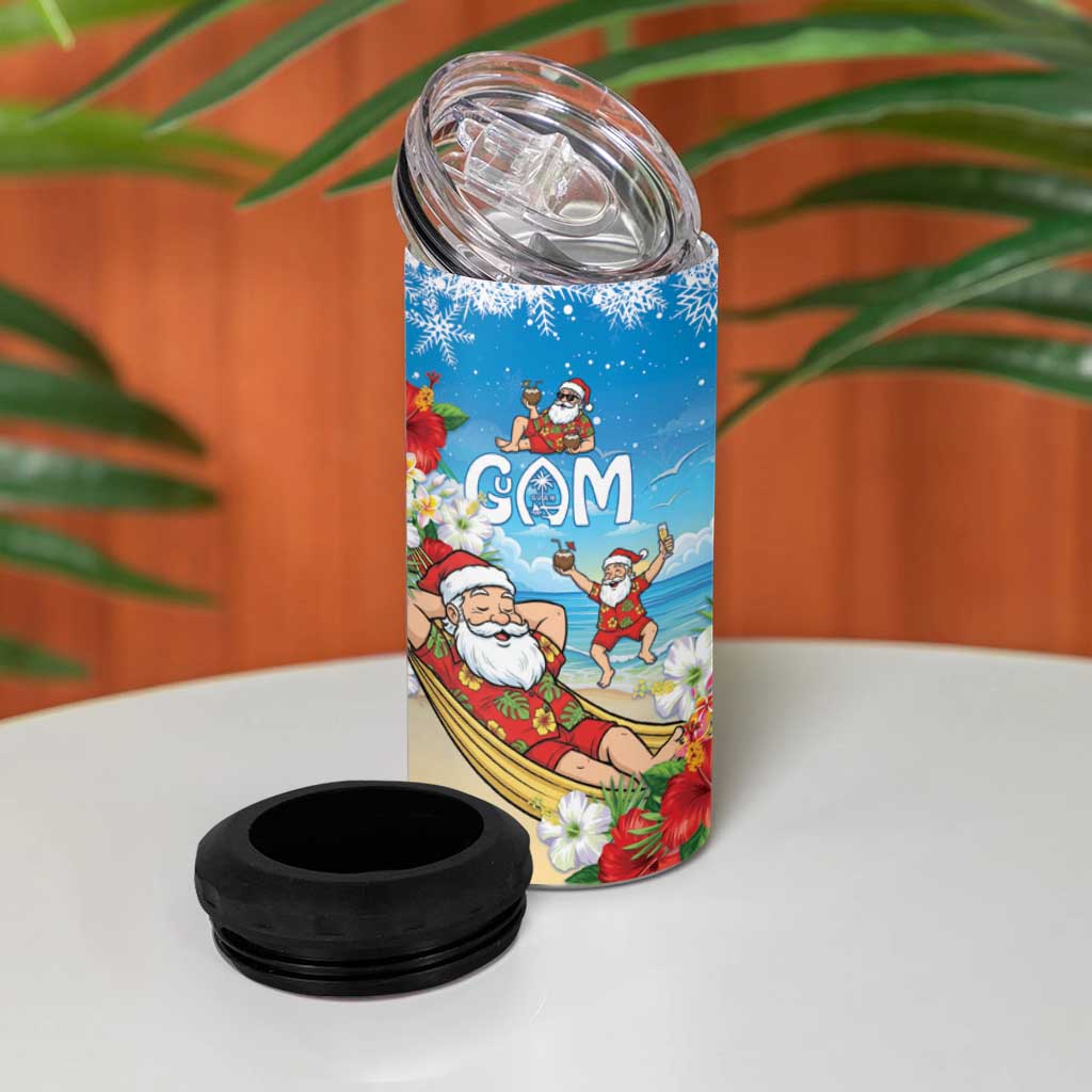 Guam Christmas 4 in 1 Can Cooler Tumbler Felis Pasgua Chilling Santa - Polynesian Pride