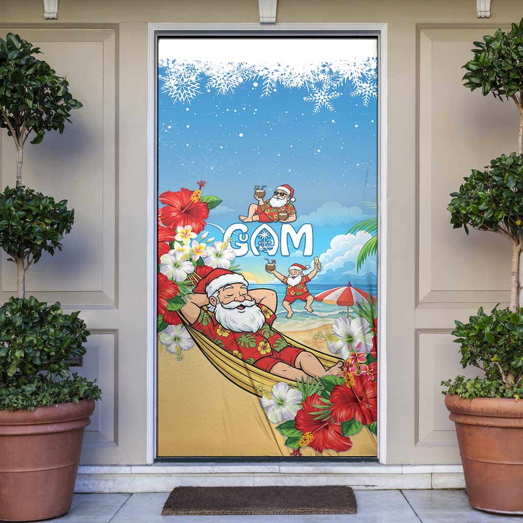 Guam Christmas Door Cover Felis Pasgua Chilling Santa - Polynesian Pride