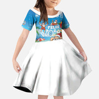Guam Christmas Kid Short Sleeve Dress Felis Pasgua Chilling Santa - Polynesian Pride