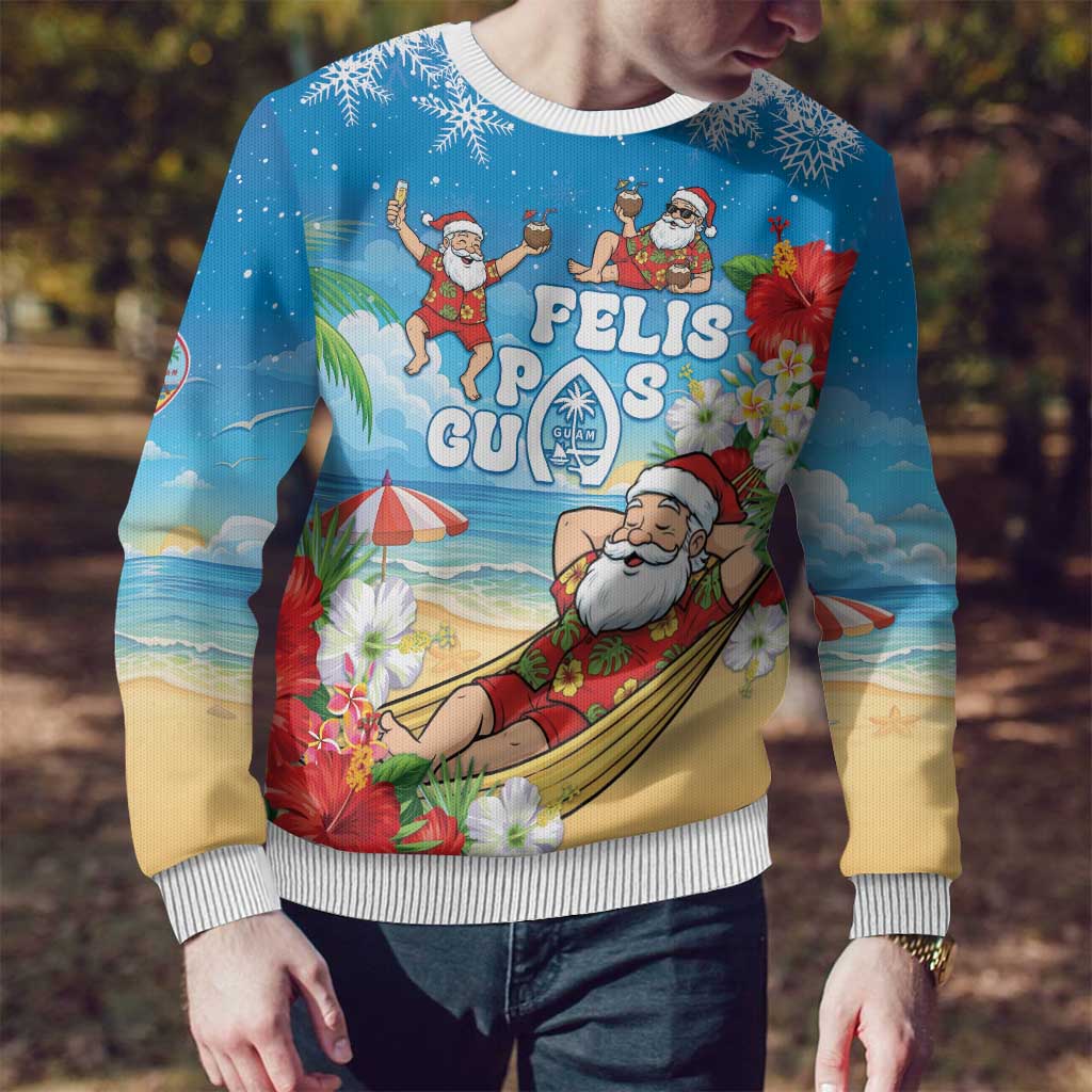 Guam Christmas Ugly Christmas Sweater Felis Pasgua Chilling Santa - Polynesian Pride