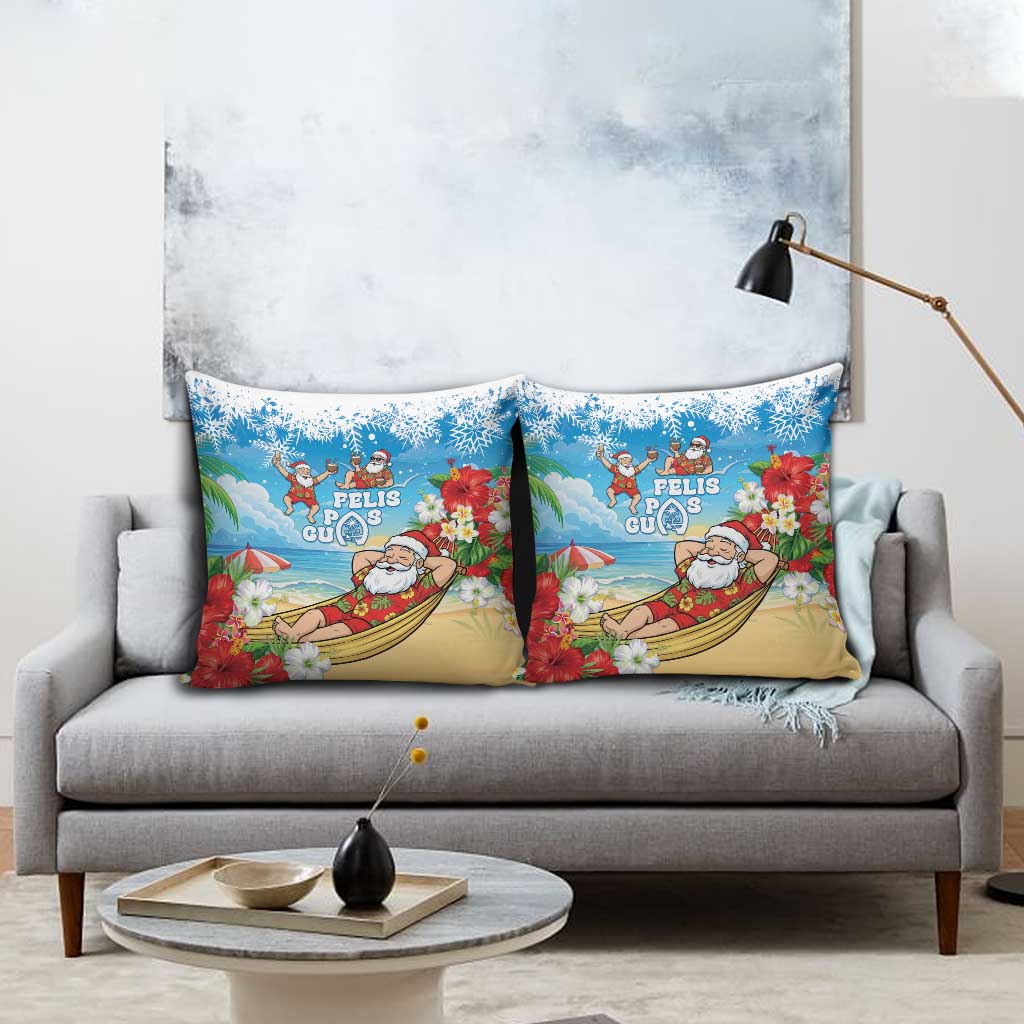 Guam Christmas Pillow Cover Felis Pasgua Chilling Santa - Polynesian Pride