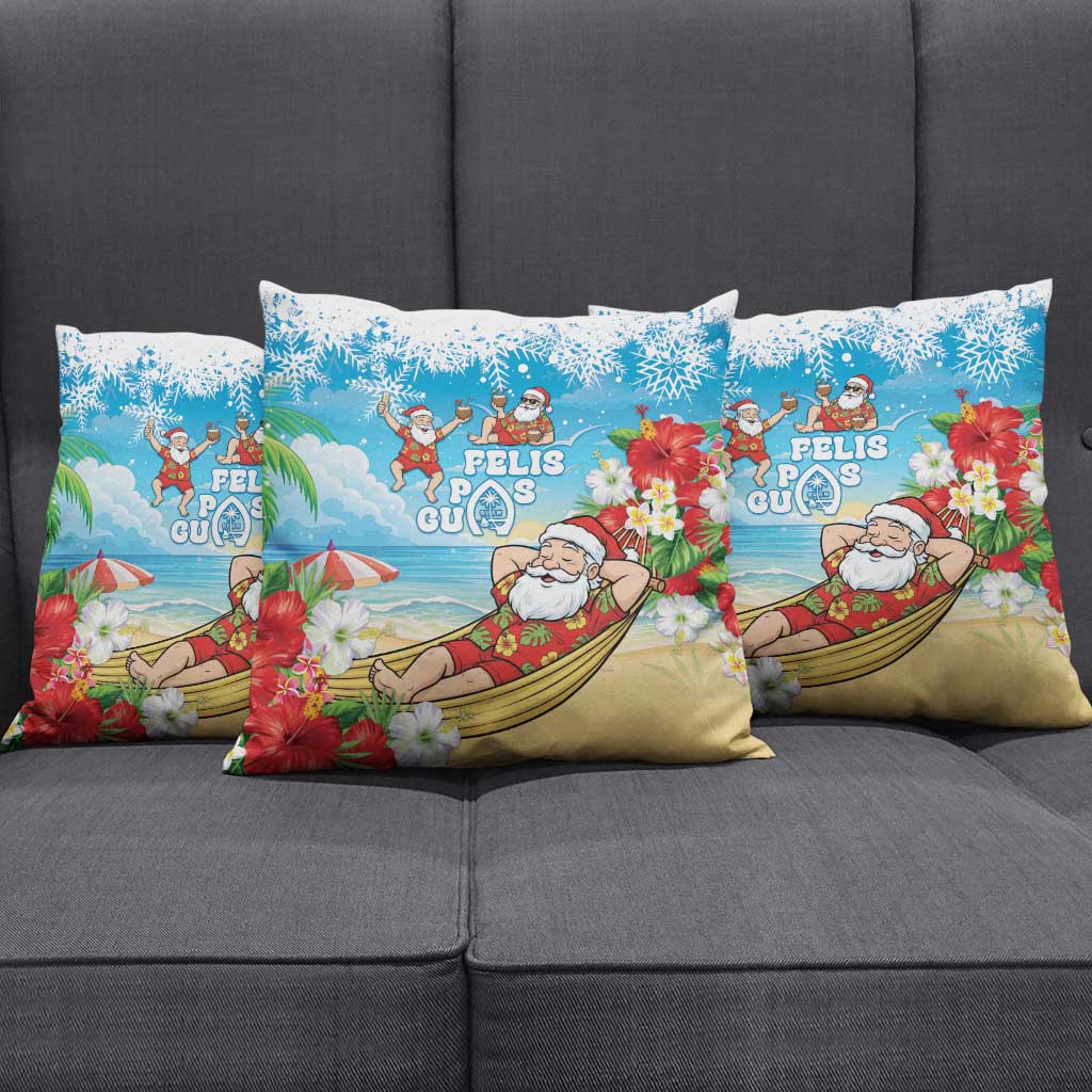 Guam Christmas Pillow Cover Felis Pasgua Chilling Santa - Polynesian Pride