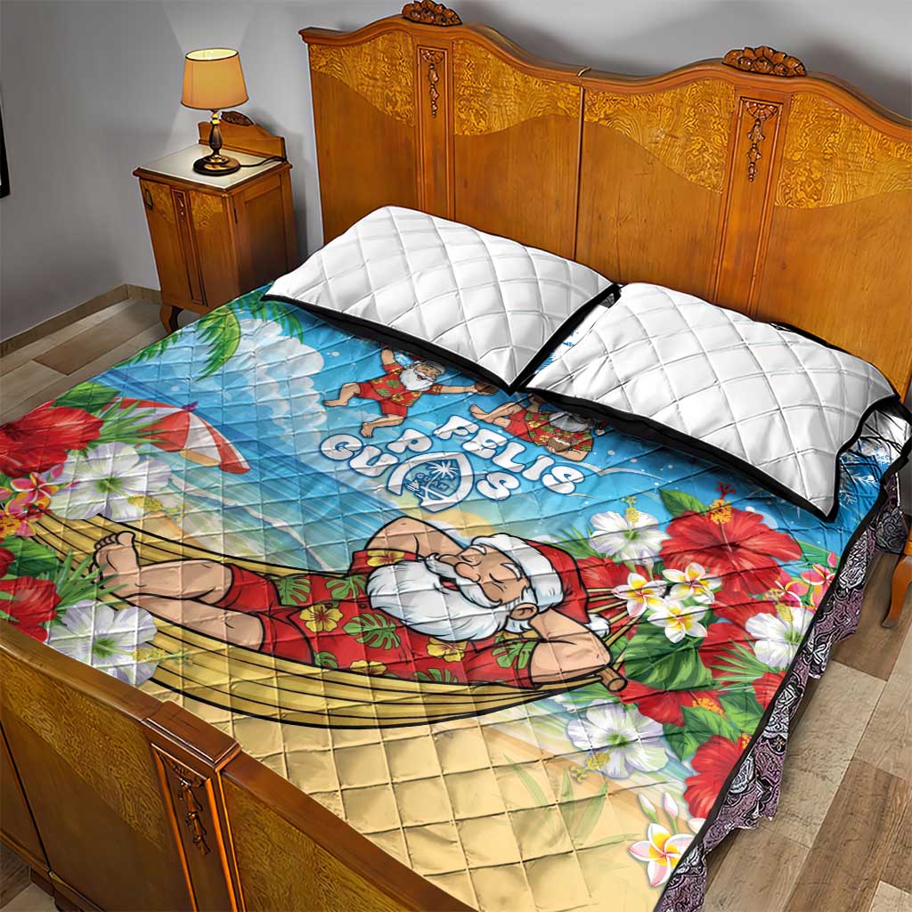 Guam Christmas Quilt Bed Set Felis Pasgua Chilling Santa - Polynesian Pride