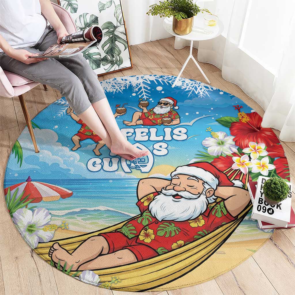 Guam Christmas Round Carpet Felis Pasgua Chilling Santa - Polynesian Pride