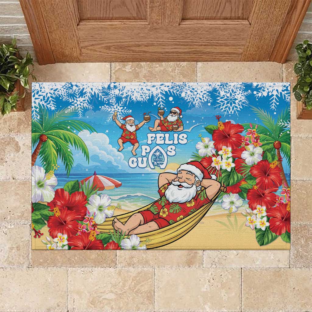 Guam Christmas Rubber Doormat Felis Pasgua Chilling Santa - Polynesian Pride