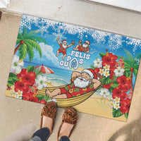 Guam Christmas Rubber Doormat Felis Pasgua Chilling Santa - Polynesian Pride