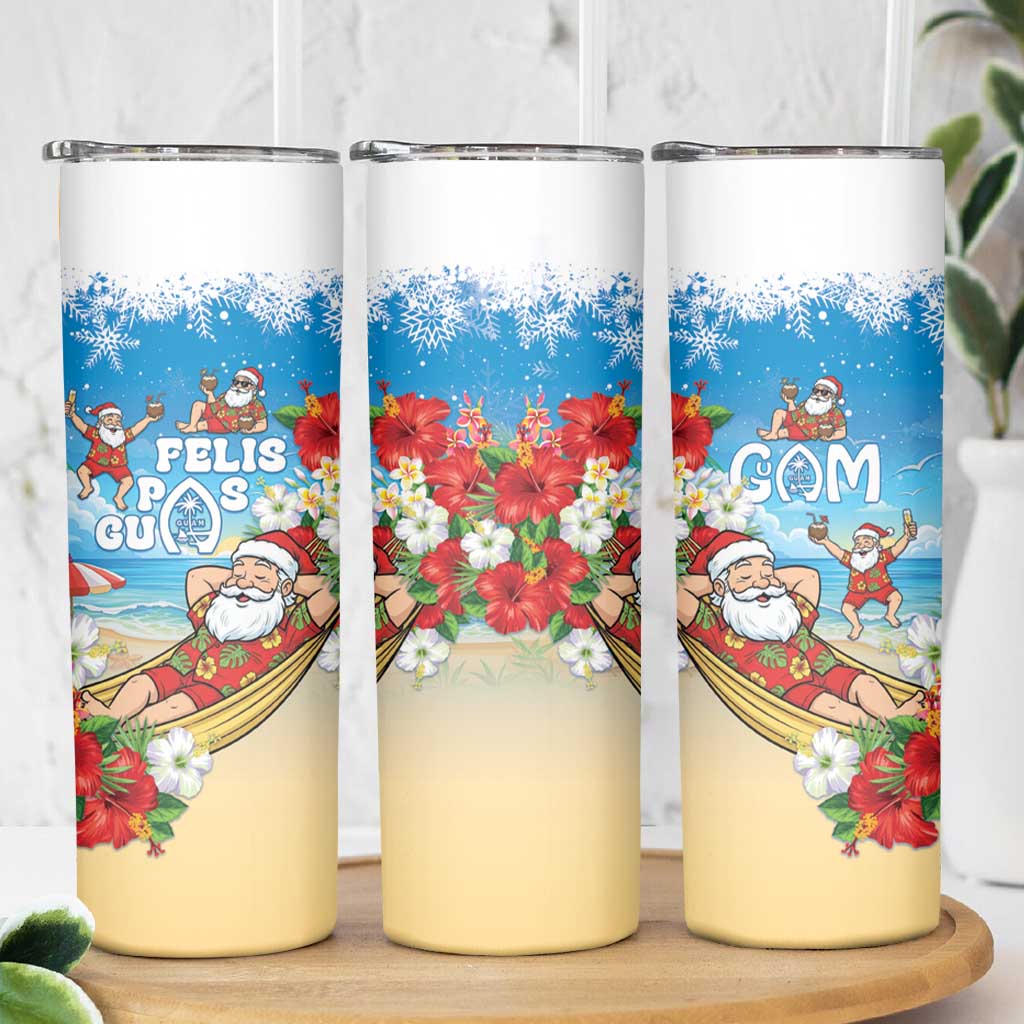 Guam Christmas Skinny Tumbler Felis Pasgua Chilling Santa - Polynesian Pride