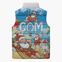 Guam Christmas Sleeveless Puffer Jacket Felis Pasgua Chilling Santa - Polynesian Pride