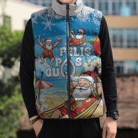 Guam Christmas Sleeveless Puffer Jacket Felis Pasgua Chilling Santa - Polynesian Pride