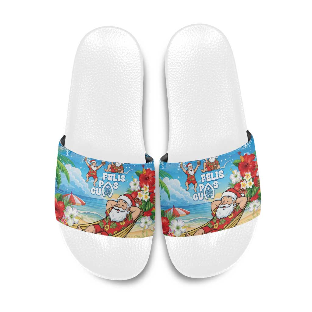 Guam Christmas Slide Sandals Felis Pasgua Chilling Santa - Polynesian Pride
