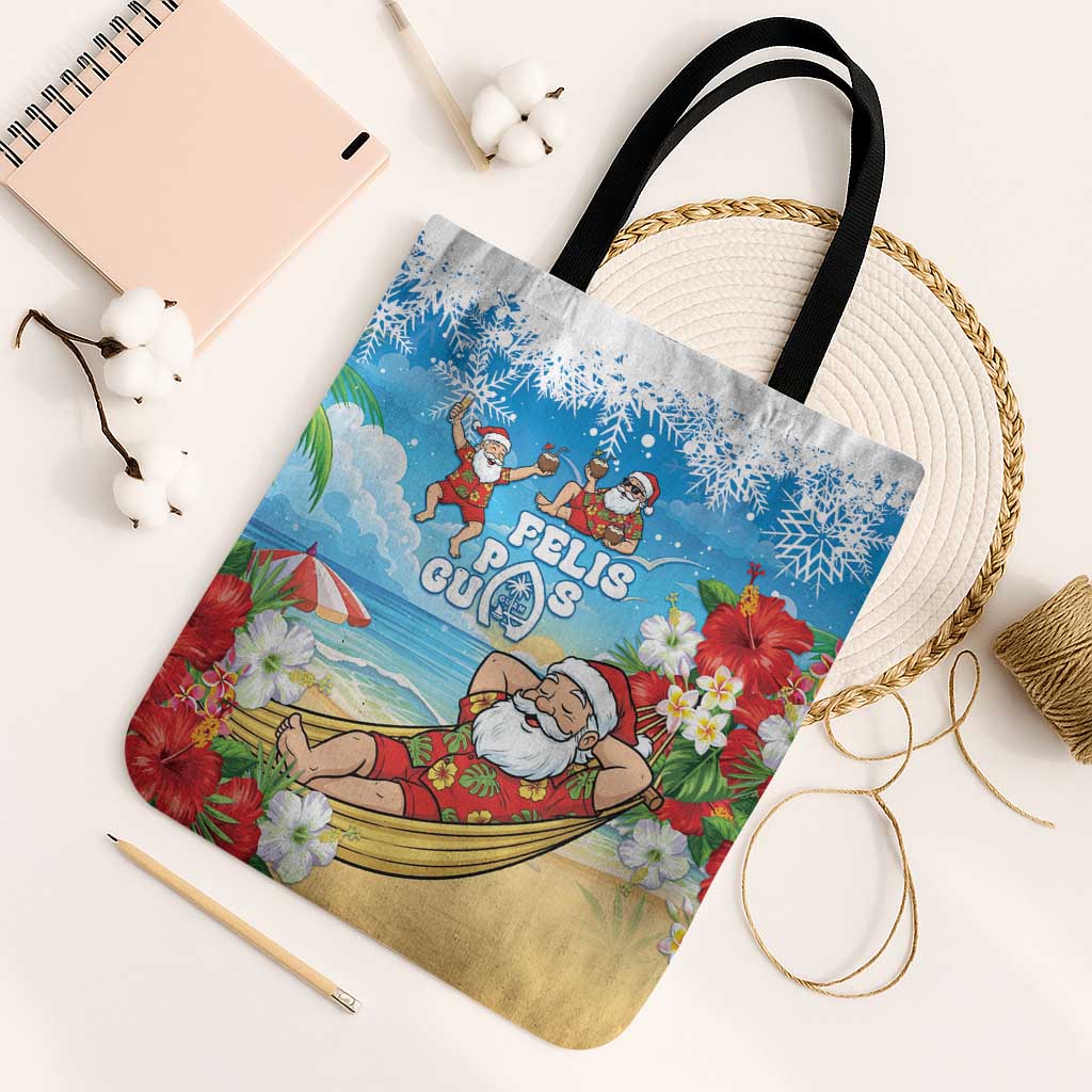 Guam Christmas Tote Bag Felis Pasgua Chilling Santa - Polynesian Pride