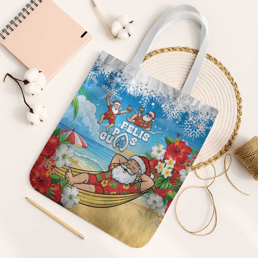 Guam Christmas Tote Bag Felis Pasgua Chilling Santa - Polynesian Pride