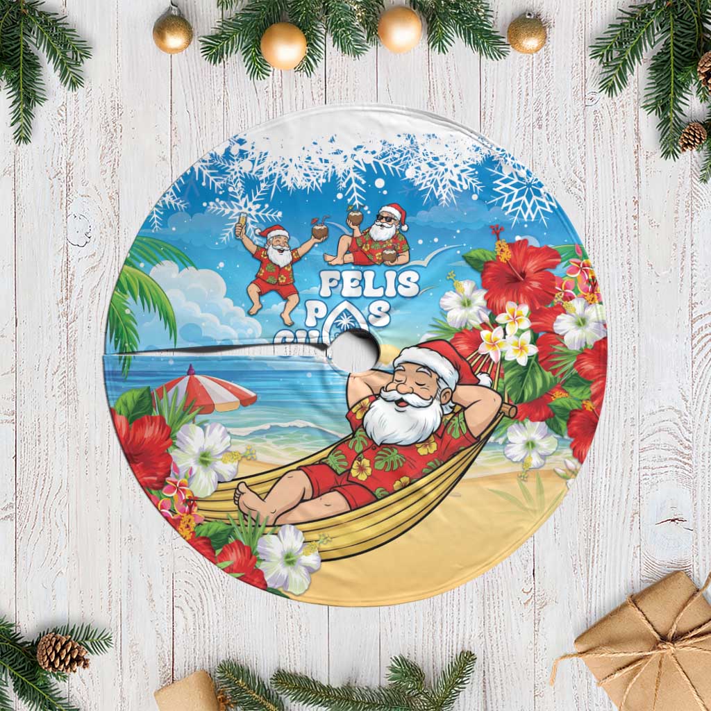 Guam Christmas Tree Skirt Felis Pasgua Chilling Santa - Polynesian Pride