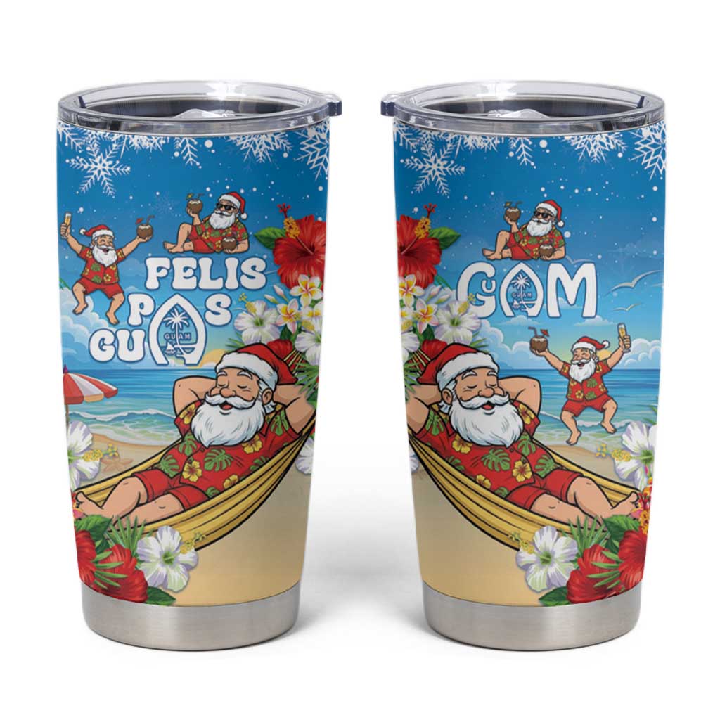 Guam Christmas Tumbler Cup Felis Pasgua Chilling Santa - Polynesian Pride