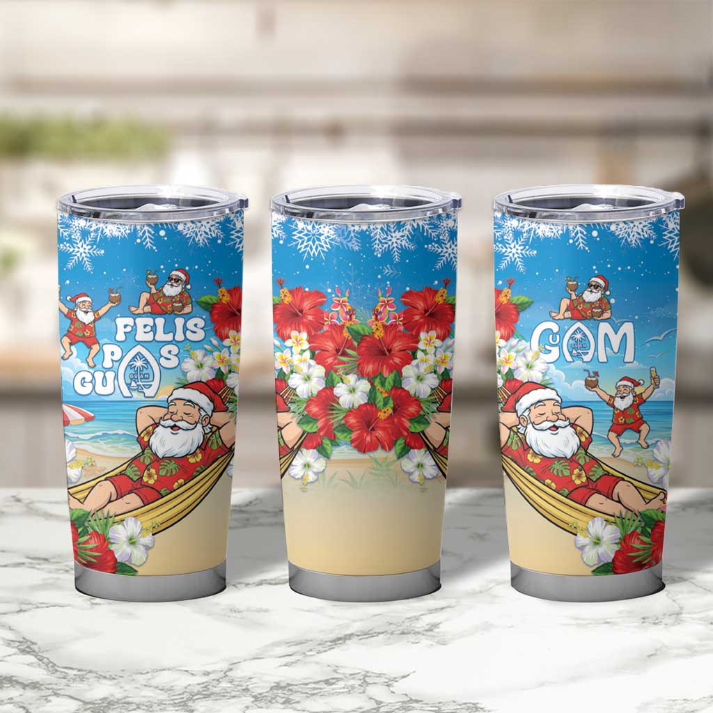 Guam Christmas Tumbler Cup Felis Pasgua Chilling Santa - Polynesian Pride