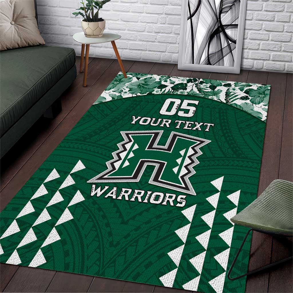 Custom Hawaii Football Area Rug Rainbow Warriors Tropical Vibes - Polynesian Pride