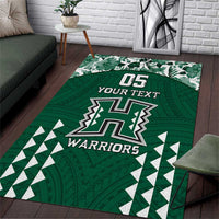 Custom Hawaii Football Area Rug Rainbow Warriors Tropical Vibes - Polynesian Pride