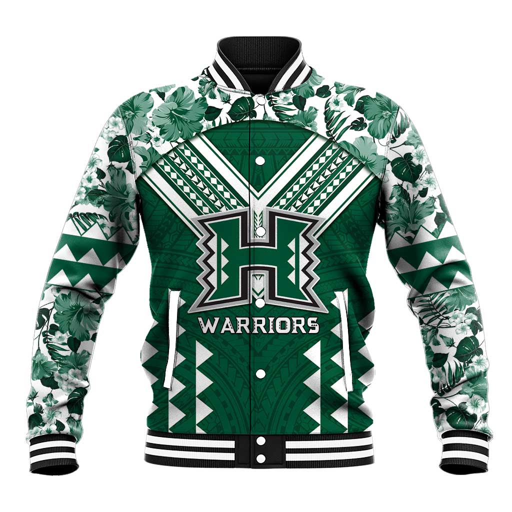 Custom Hawaii Football Baseball Jacket Rainbow Warriors Tropical Vibes - Polynesian Pride