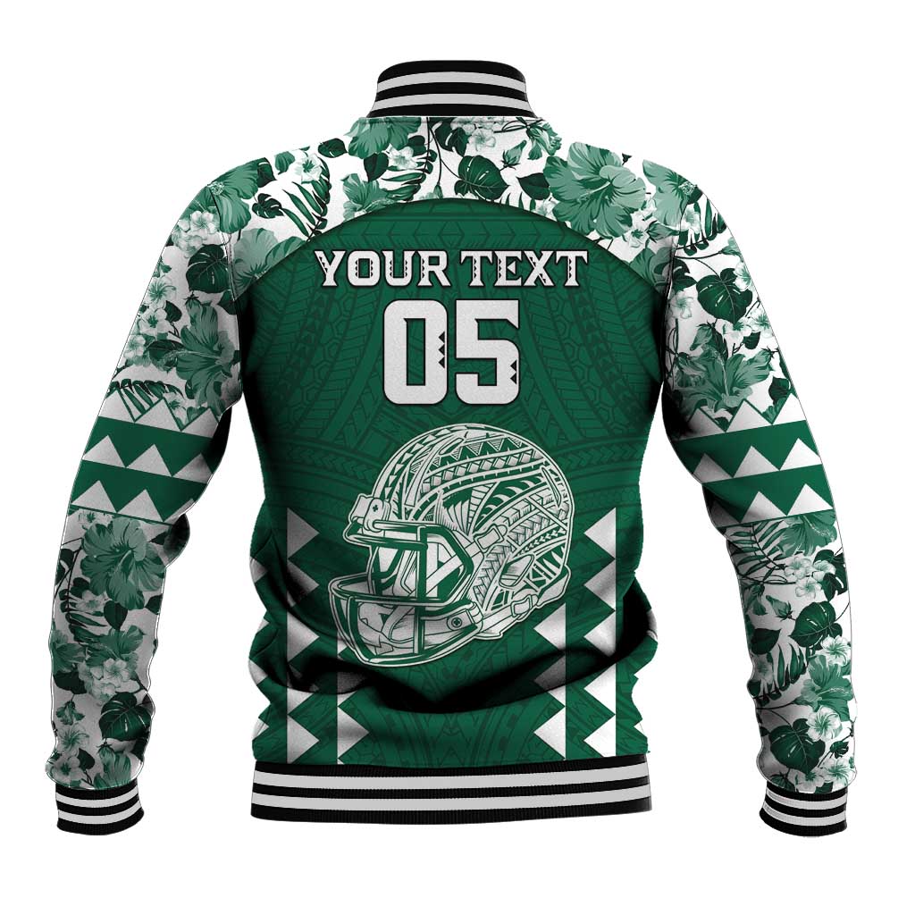 Custom Hawaii Football Baseball Jacket Rainbow Warriors Tropical Vibes - Polynesian Pride