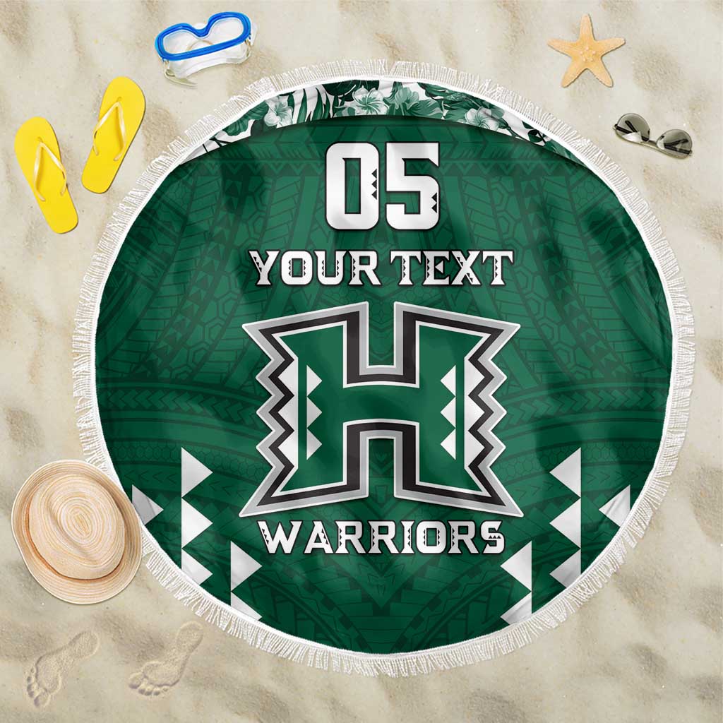 Custom Hawaii Football Beach Blanket Rainbow Warriors Tropical Vibes - Polynesian Pride