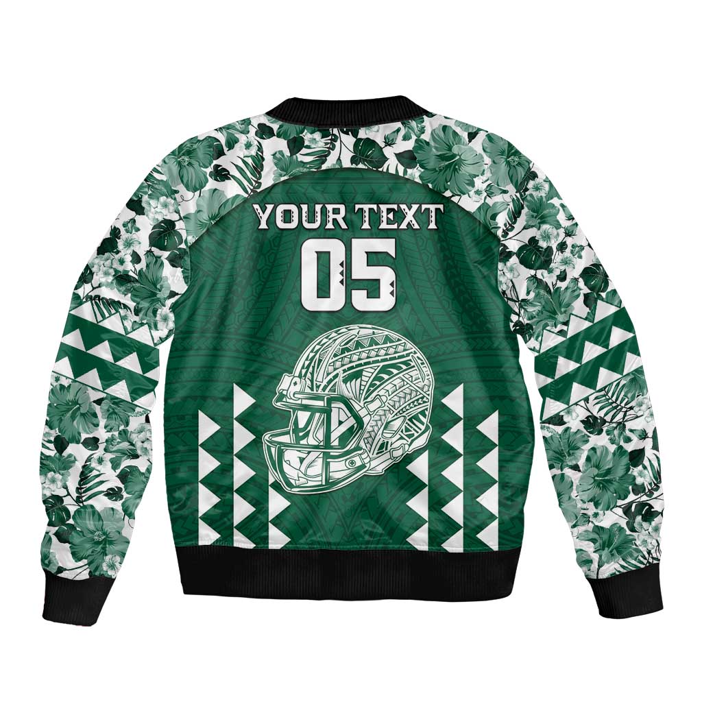 Custom Hawaii Football Bomber Jacket Rainbow Warriors Tropical Vibes - Polynesian Pride