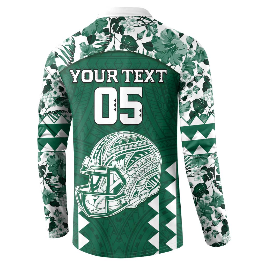 Custom Hawaii Football Button Sweatshirt Rainbow Warriors Tropical Vibes - Polynesian Pride