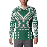 Custom Hawaii Football Button Sweatshirt Rainbow Warriors Tropical Vibes - Polynesian Pride