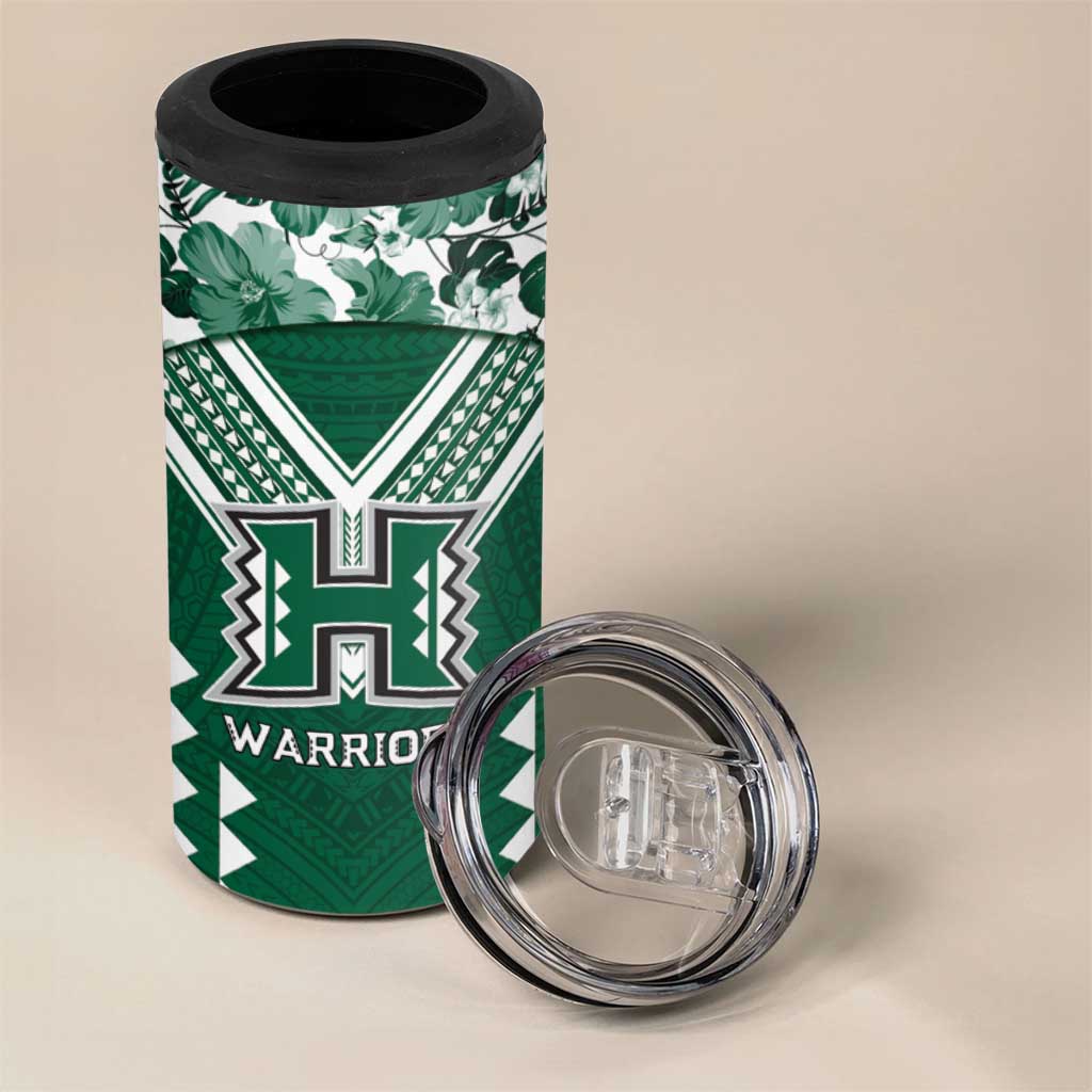 Custom Hawaii Football 4 in 1 Can Cooler Tumbler Rainbow Warriors Tropical Vibes LT05 - Polynesian Pride