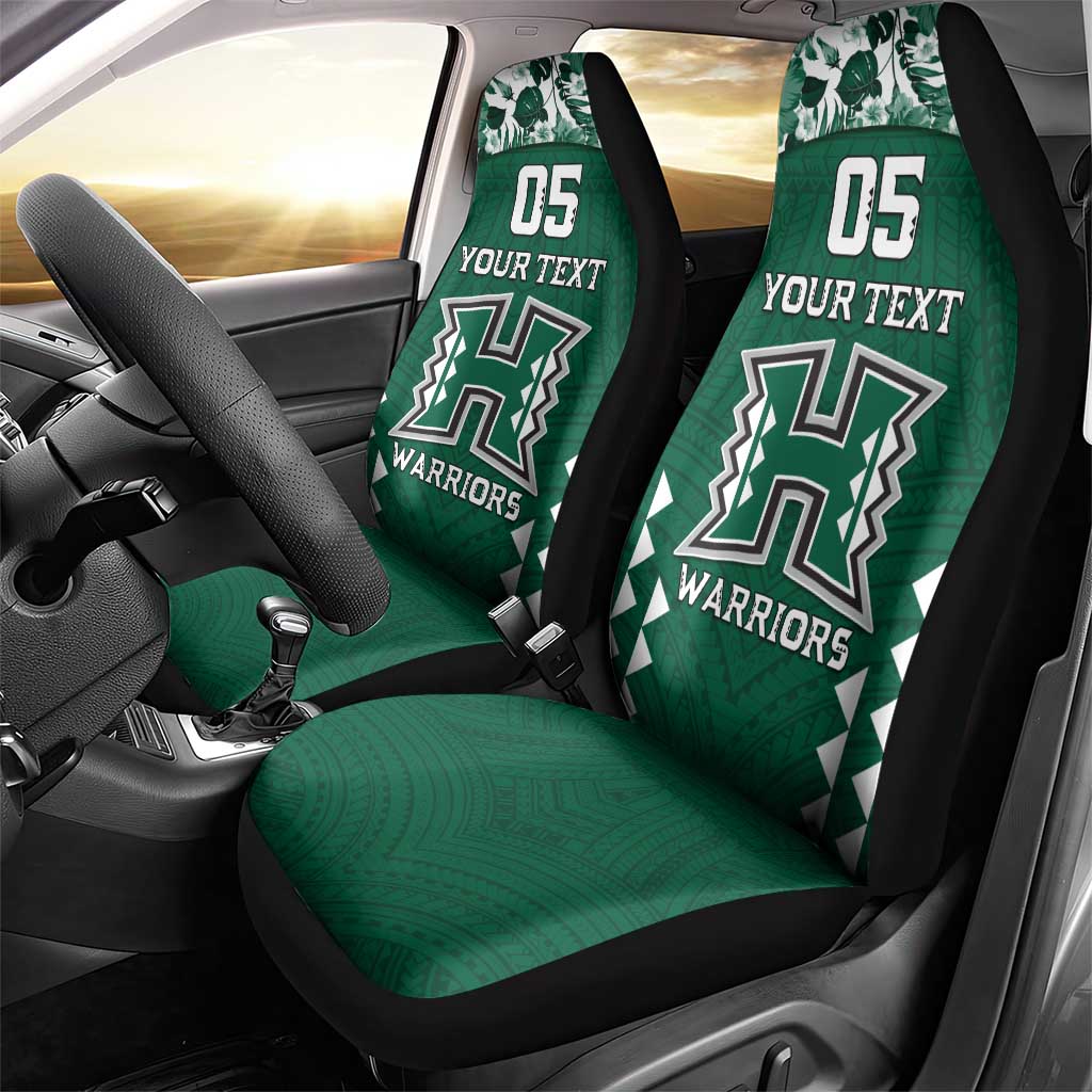 Custom Hawaii Football Car Seat Cover Rainbow Warriors Tropical Vibes - Polynesian Pride