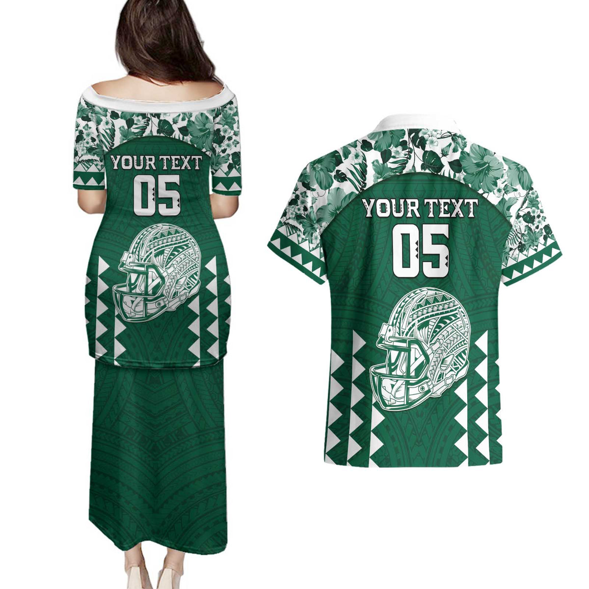 Custom Hawaii Football Couples Matching Puletasi and Hawaiian Shirt Rainbow Warriors Tropical Vibes - Polynesian Pride
