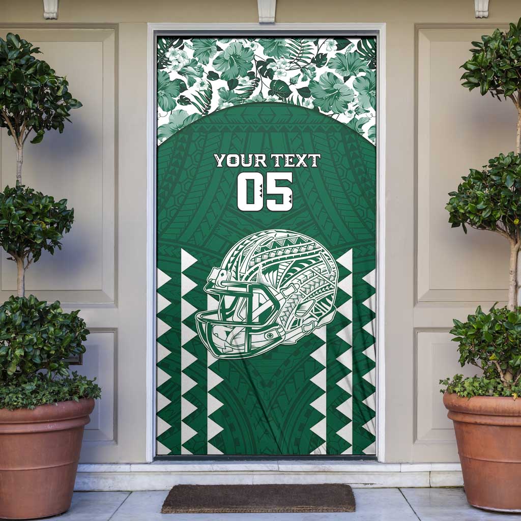 Custom Hawaii Football Door Cover Rainbow Warriors Tropical Vibes LT05 Green - Polynesian Pride