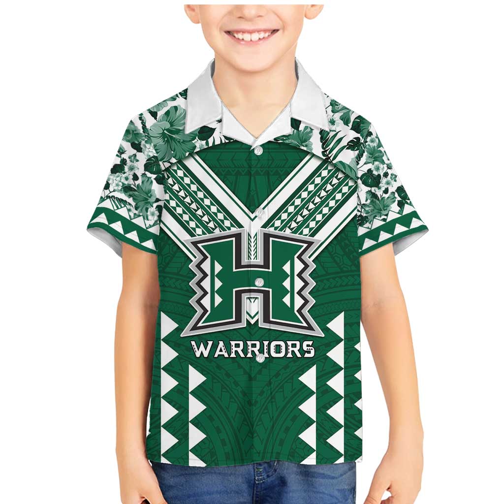 Custom Hawaii Football Family Matching Mermaid Dress and Hawaiian Shirt Rainbow Warriors Tropical Vibes - Polynesian Pride