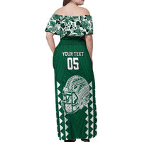 Custom Hawaii Football Family Matching Off Shoulder Maxi Dress and Hawaiian Shirt Rainbow Warriors Tropical Vibes LT05 - Polynesian Pride