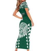 Custom Hawaii Football Family Matching Short Sleeve Bodycon Dress and Hawaiian Shirt Rainbow Warriors Tropical Vibes - Polynesian Pride
