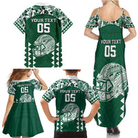 Custom Hawaii Football Family Matching Summer Maxi Dress and Hawaiian Shirt Rainbow Warriors Tropical Vibes - Polynesian Pride