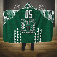 Custom Hawaii Football Hooded Blanket Rainbow Warriors Tropical Vibes - Polynesian Pride