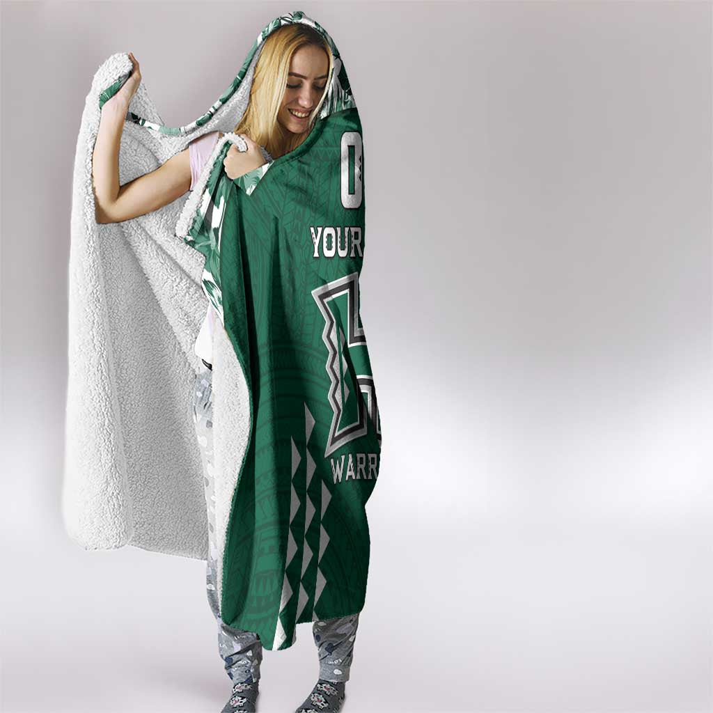 Custom Hawaii Football Hooded Blanket Rainbow Warriors Tropical Vibes - Polynesian Pride