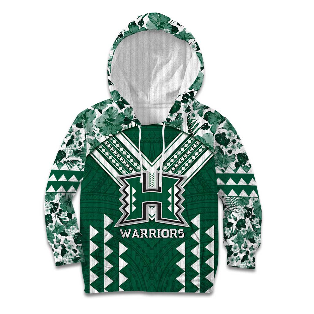 Custom Hawaii Football Kid Hoodie Rainbow Warriors Tropical Vibes - Polynesian Pride