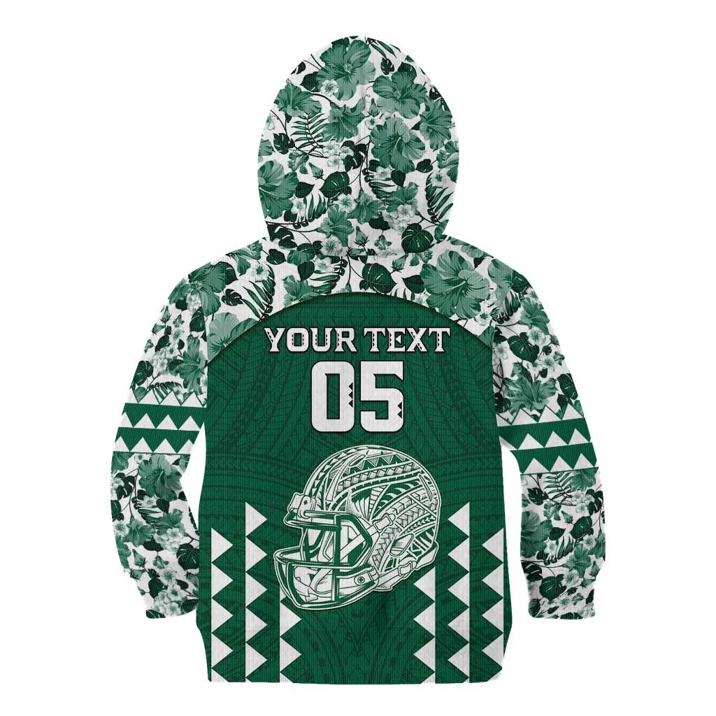 Custom Hawaii Football Kid Hoodie Rainbow Warriors Tropical Vibes - Polynesian Pride