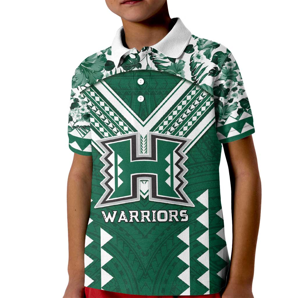 Custom Hawaii Football Kid Polo Shirt Rainbow Warriors Tropical Vibes - Polynesian Pride