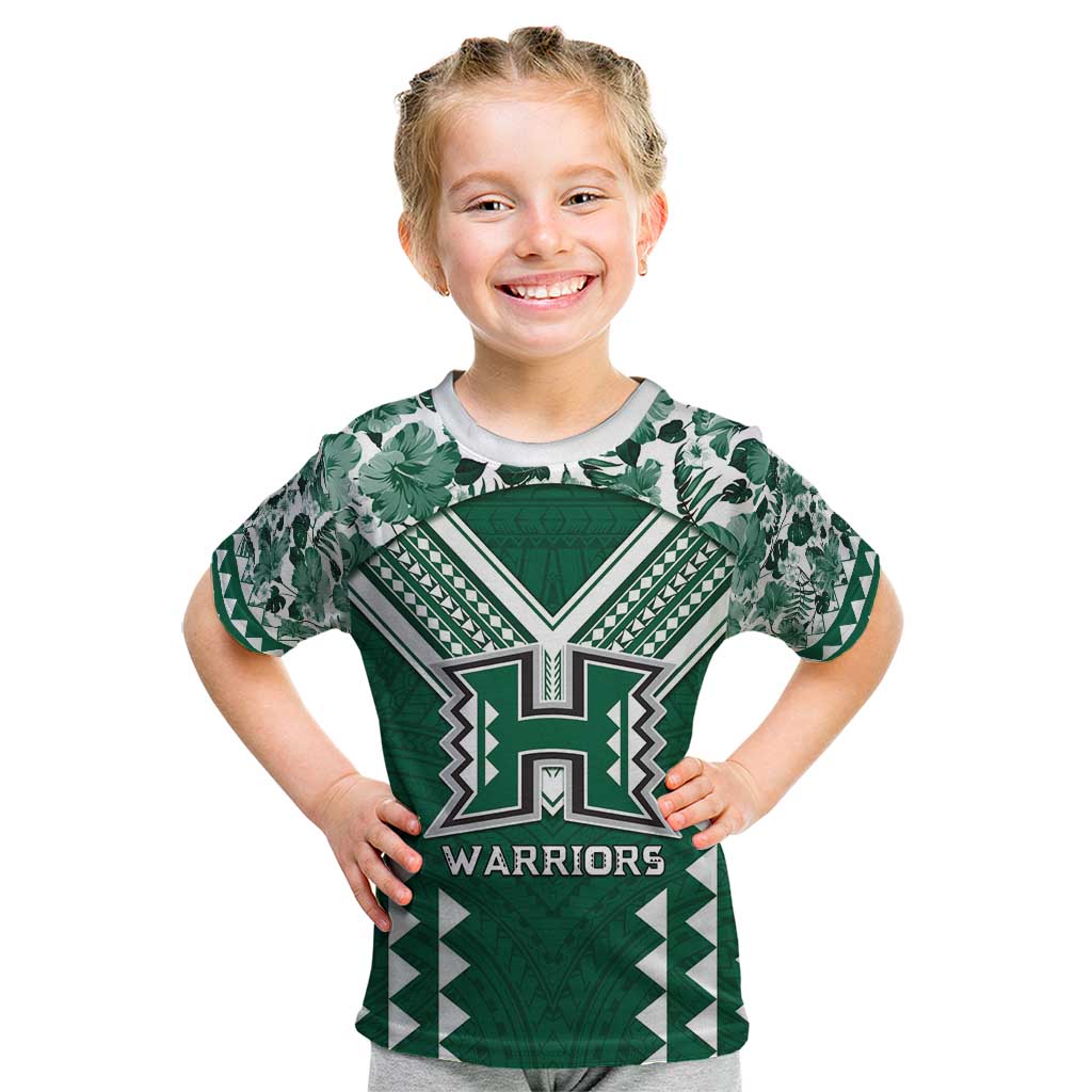 Custom Hawaii Football Kid T Shirt Rainbow Warriors Tropical Vibes - Polynesian Pride
