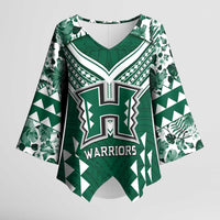 Custom Hawaii Football Kimono Sleeve Blouse Rainbow Warriors Tropical Vibes LT05 Female Green - Polynesian Pride