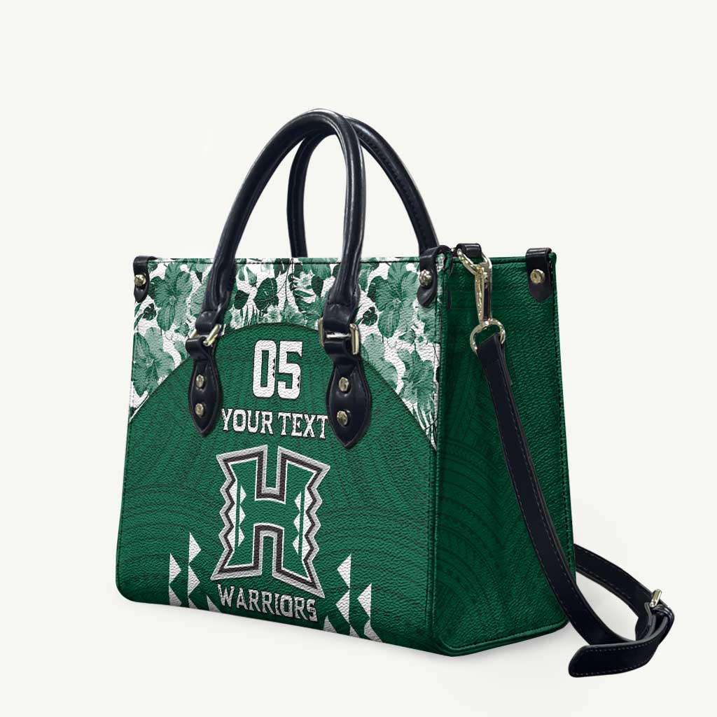 Custom Hawaii Football Leather Bag Rainbow Warriors Tropical Vibes LT05 Green - Polynesian Pride