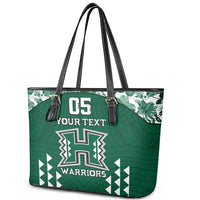Custom Hawaii Football Leather Tote Bag Rainbow Warriors Tropical Vibes - Polynesian Pride