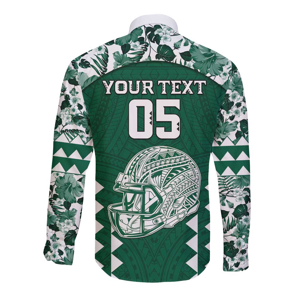 Custom Hawaii Football Long Sleeve Button Shirt Rainbow Warriors Tropical Vibes - Polynesian Pride