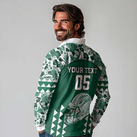 Custom Hawaii Football Long Sleeve Polo Shirt Rainbow Warriors Tropical Vibes - Polynesian Pride