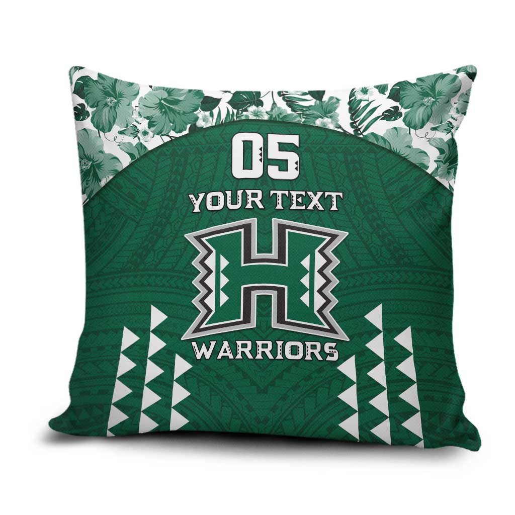 Custom Hawaii Football Pillow Cover Rainbow Warriors Tropical Vibes LT05 Green - Polynesian Pride